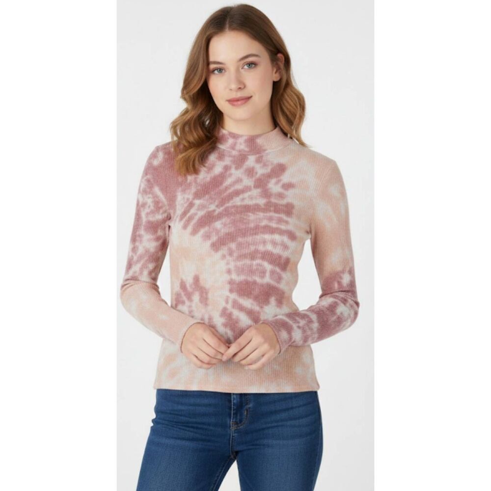 Free People womens small coral peach mockneck lightweight sweater